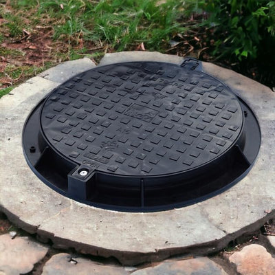 Varile 780mm Schachtabdeckung, Gullydeckel aus Kunststoff belastbar bis 1,5 t Schwarz, Schwarz