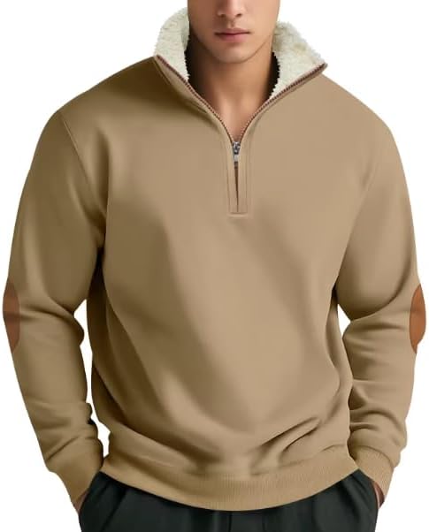 Soltice Herren Langarm Sweatshirt mit Brusttasche, Gestreifter Strickpullover mit Kragen, Meliert, W