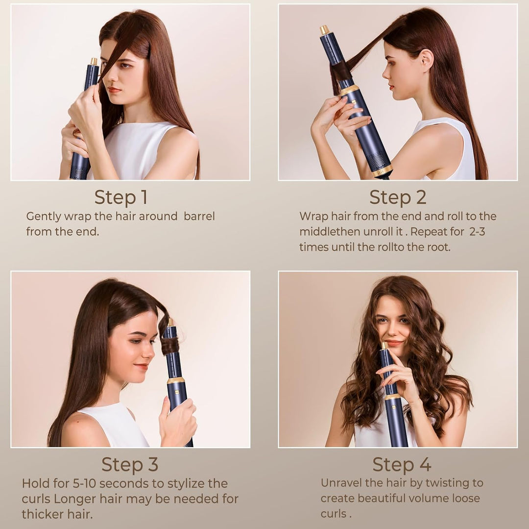 UKLISS Hairstyler 5 in 1 Airbrush Haarstyler | Pro Air Styler Set - 1000W Rundbürstenföhn, Air Curle