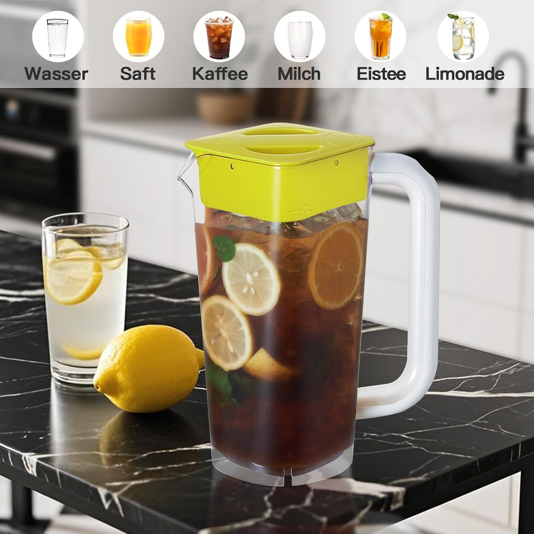 CURTA krug 2liter Wasserkrug Mit Deckel Mit Griff mit Skala, Kunststoff Für kühlschrank,2 liter pitc