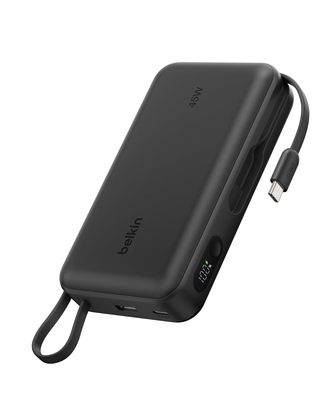 Belkin UltraCharge 20000mAh Power Bank, USB-C-Kabel und Anzeige – Schwarz, Schwarz