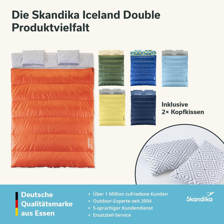 Skandika Doppelschlafsack Iceland Double | Schlafsack 2 Personen 3 Jahreszeiten, mit/ohne Flanell, B