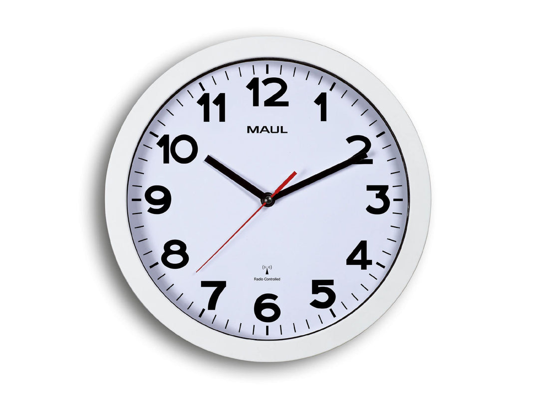 Maul Wanduhr MAULstep Ø 30 cm | Funkuhr mit automatischer Zeiteinstellung | ideal für Wohnzimmer, Sc