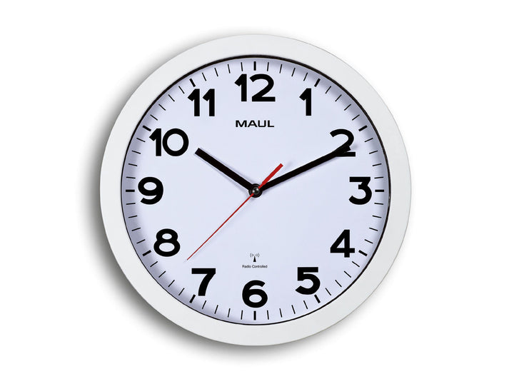 Maul Wanduhr MAULstep Ø 30 cm | Funkuhr mit automatischer Zeiteinstellung | ideal für Wohnzimmer, Sc