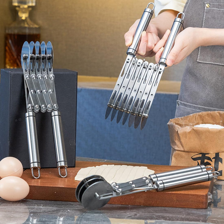 Pizzaschneider, Schneidrädchen aus Edelstahl Mehrrunder Teigschneider Roller, Pizza Cutter Gebäck-Ku