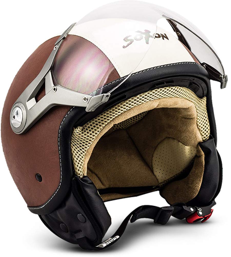 Soxon® SP-325 „Vintage“ · Jet-Helm · Motorrad-Helm Roller-Helm Scooter-Helm Moped Mofa-Helm Chopper