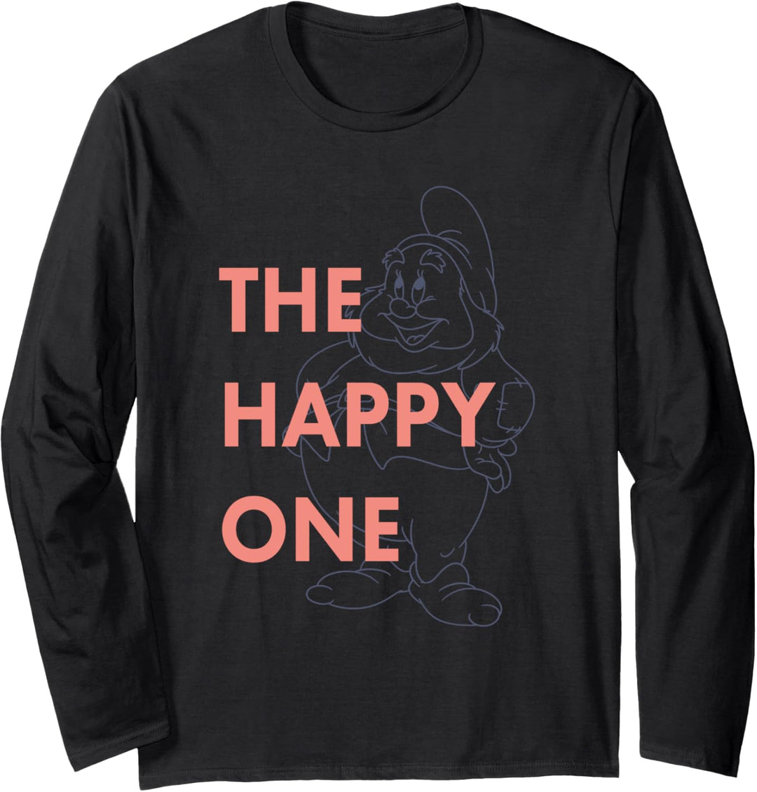 Disney Snow White Dwarf Happy The Happy One Outlined Langarmshirt