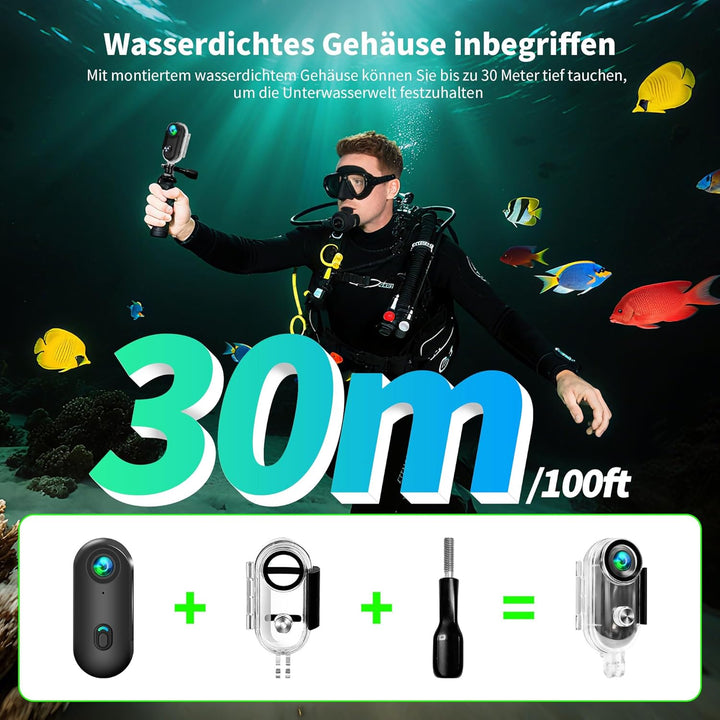 Action Cam 4K WiFi, Actionkamera mit App, Motorrad Helmkamera für Extremsport, Bodycam Körperkamera,