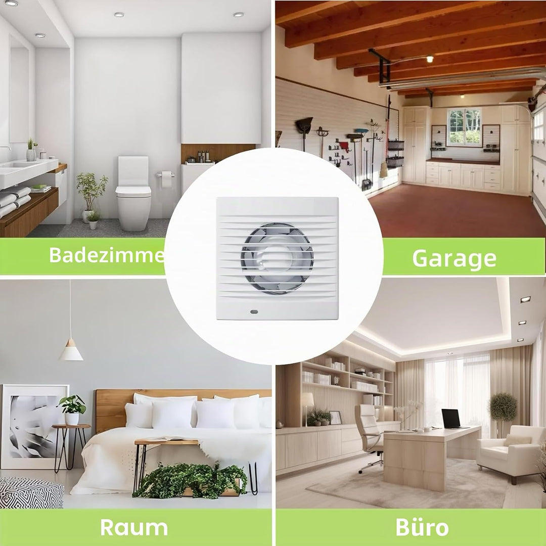 Badlüfter 100mm mit Rückstauklappe, Leiser Abluftventilator 12W Ventilator Badezimmer Lüfter mit 1,1
