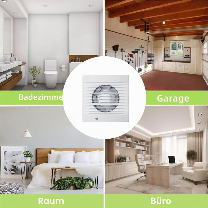 Badlüfter 100mm mit Rückstauklappe, Leiser Abluftventilator 12W Ventilator Badezimmer Lüfter mit 1,1