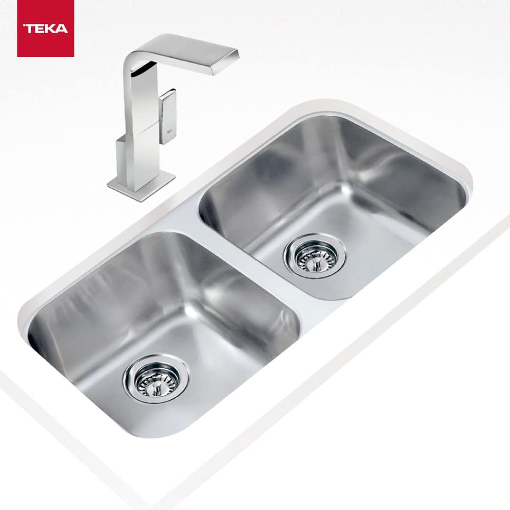 FREGADERO BE 2C 780 Fregadero BE inox 2 cubetas, 200mm, Mueble 90