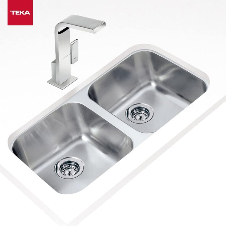 FREGADERO BE 2C 780 Fregadero BE inox 2 cubetas, 200mm, Mueble 90