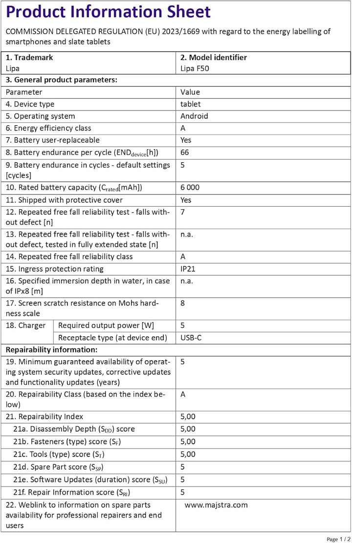 Lipa F50 Senioren-Tablet - Senioren Handy - Senioren Telefon 4G - Mit Dockingstation - 10,1 Zoll - 4