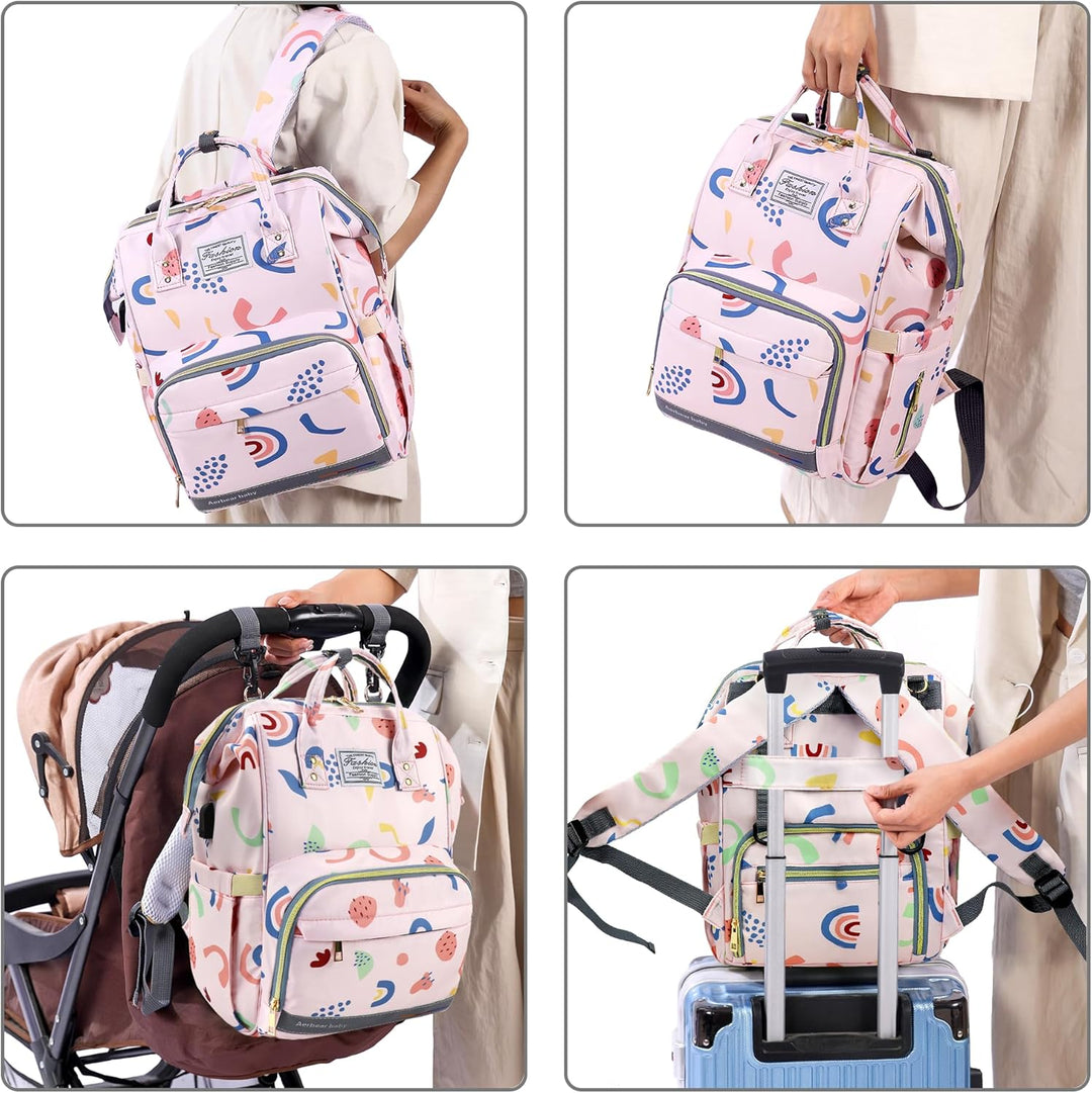Wickeltasche Rucksack Baby Wickelrucksack Gross Windelrucksack Multifunktional Diaper Bag mit Mehrer