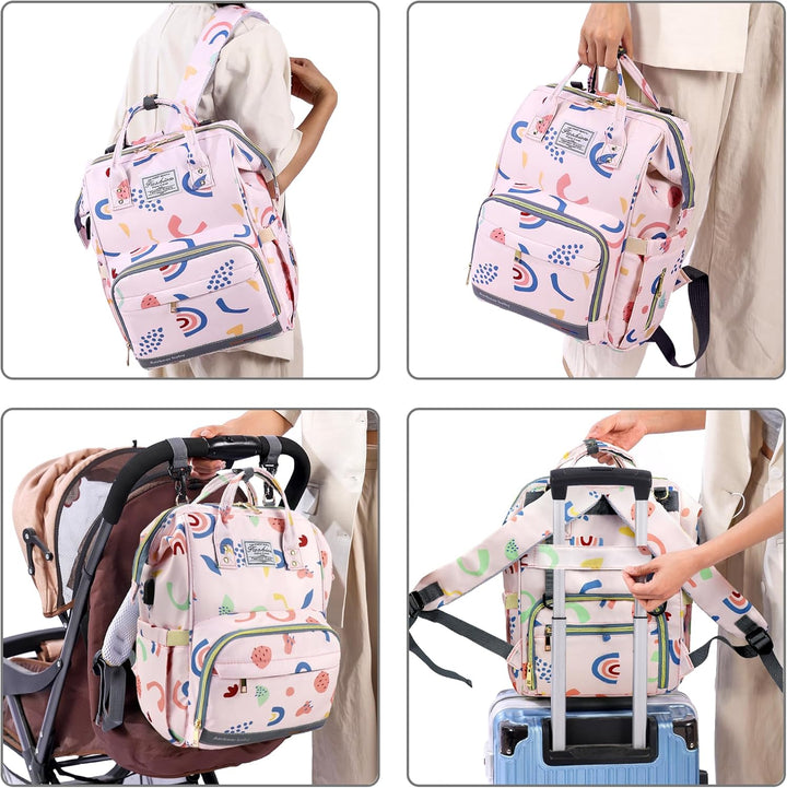Wickeltasche Rucksack Baby Wickelrucksack Gross Windelrucksack Multifunktional Diaper Bag mit Mehrer