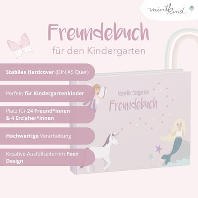 mintkind® „Meine Freunde“ Kindergarten Freundebuch Feenwelt | Freundebuch für den Kindergarten Junge