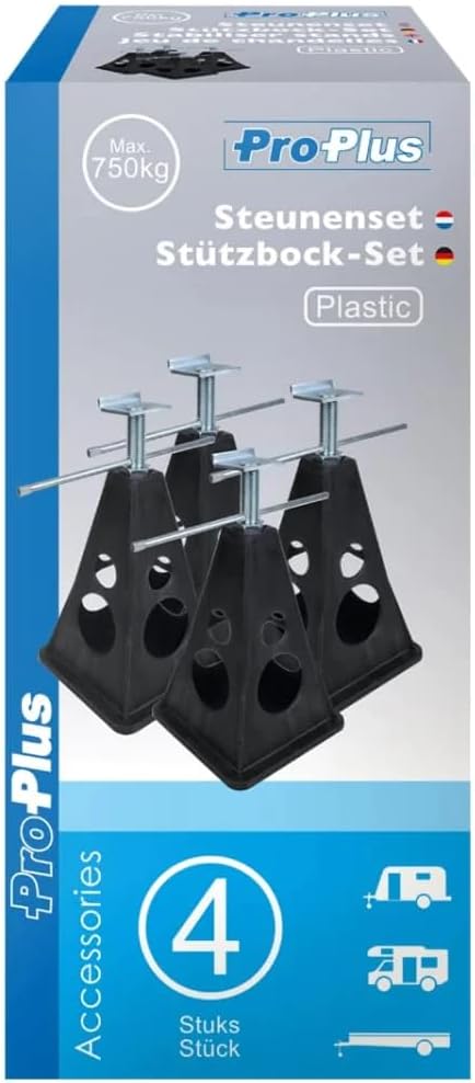 ProPlus 360808 4 x Stützböcke, höhenverstellbar mit Auflageplatte aus Kunststoff max. 750kg Traglast