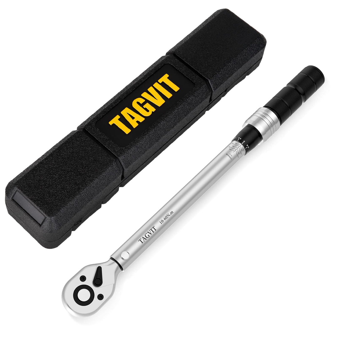 TAGVIT Drehmomentschlüssel 3/8", ± 3% Fehlergenauigkeit, 10-60 NM Drehmomentschlüssel mit Einer Trag