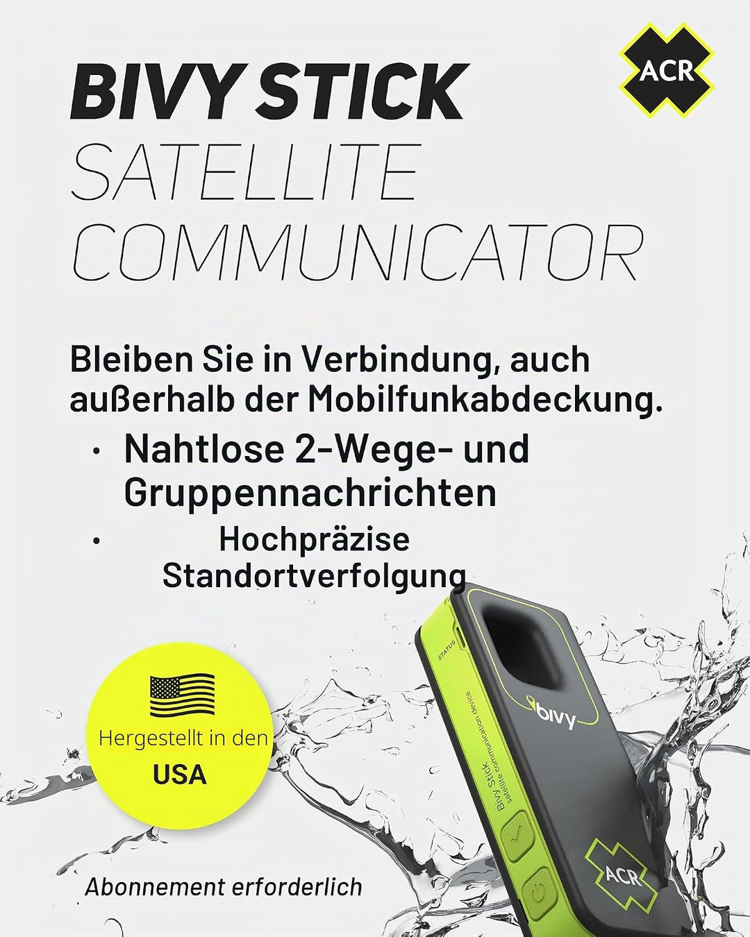 ACR Bivy Stick Satellite Communicator - Zwei-Wege-Text-Nachrichten, GPS-Tracking, Karten und Navigat