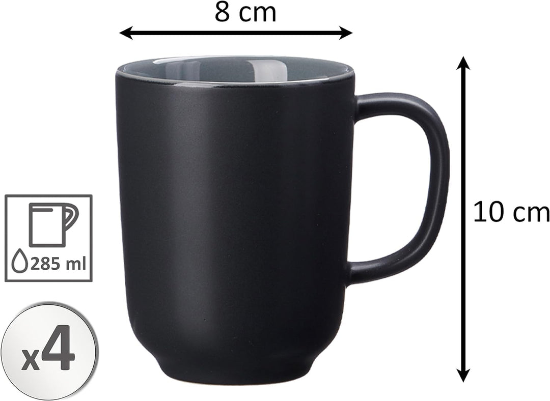 Ritzenhoff & Breker Kaffeebecher-Set Jasper, 4 Stück (1er Pack), Schwarz
