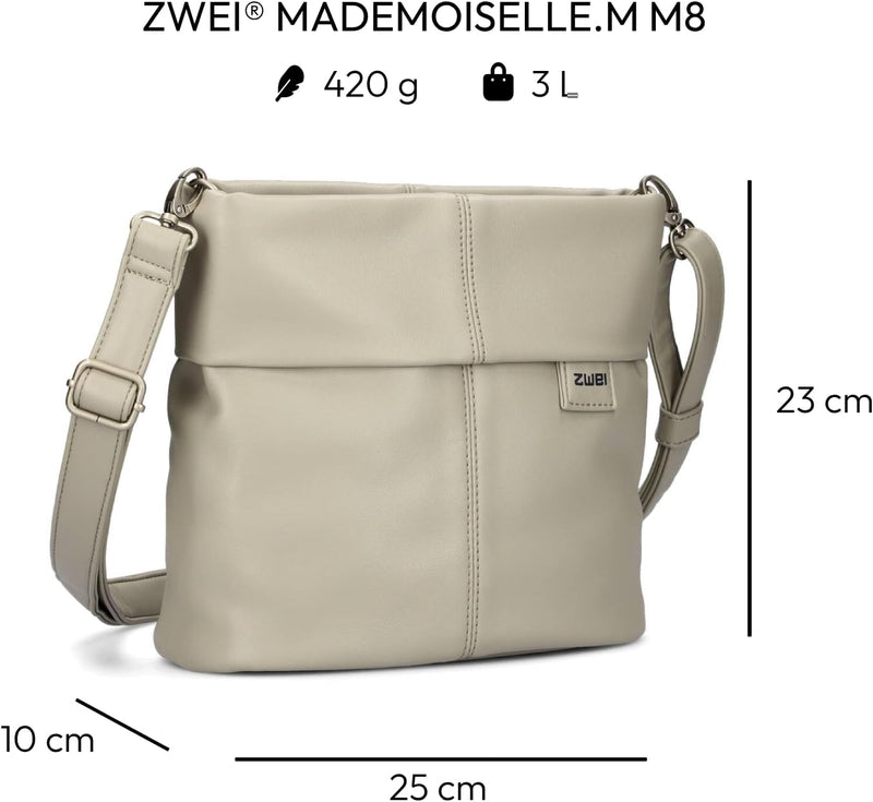 Zwei Damen Mademoiselle M8 Handbag Cement, Cement