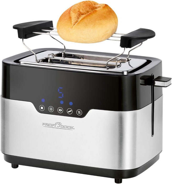 ProfiCook PC-TA 1170 2-Scheiben-Toaster, Sensor Touch, Brötchenaufsatz, Krümelschublade, Zentrierfun