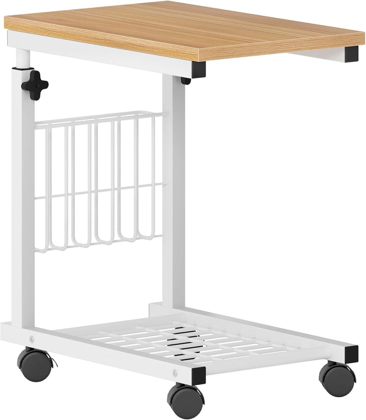 SogesHome Laptoptisch Beistelltisch Höhenverstellbarer Tisch mit Rollen, 48 cm x 30 cm PC Tisch Note