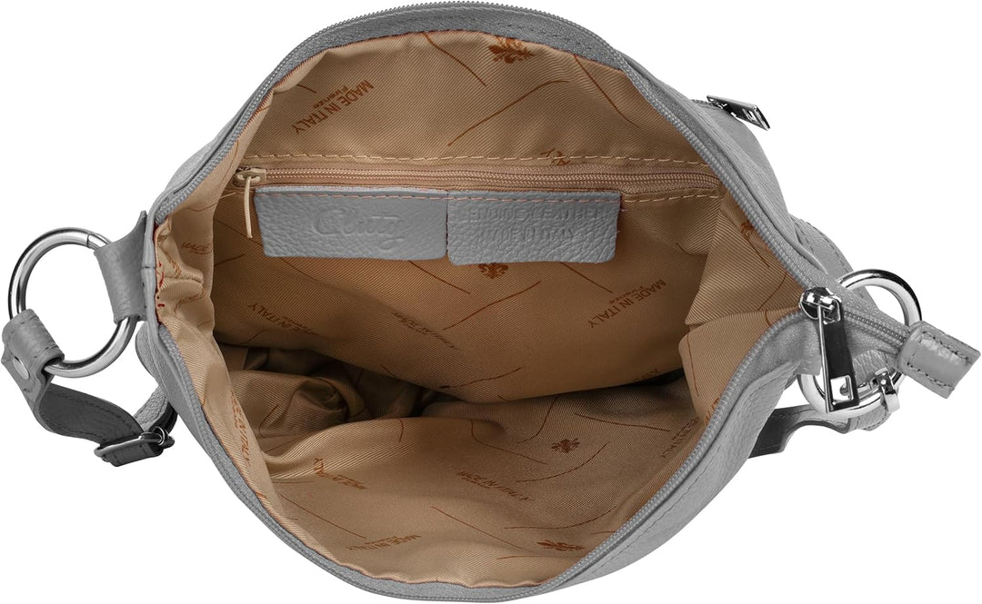 Umhängetasche Echt Leder Damen Made in Italy, Handtasche, Schultertasche, Crossbody Bag aus Leder 02