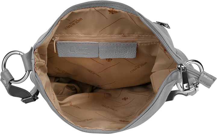 Umhängetasche Echt Leder Damen Made in Italy, Handtasche, Schultertasche, Crossbody Bag aus Leder 02