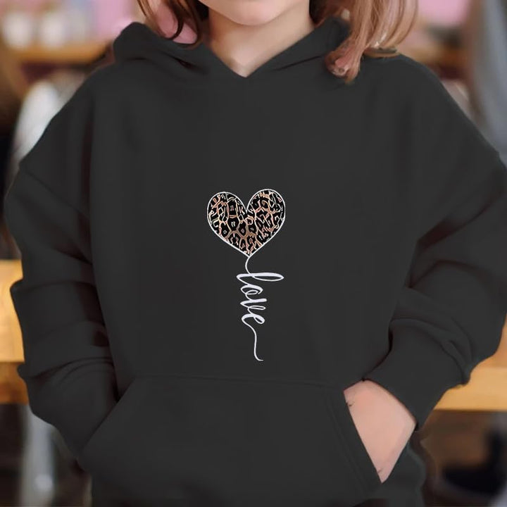 Hoodie Mädchen Kapuzenpullover Leopard Drucke Sweatshirt mit Kapuzen Casual Baumwolle Pullover Langa