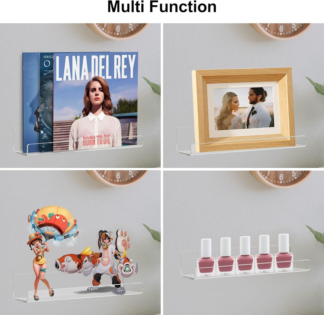 Ecoseao Schweberegal aus Acryl, transparent, zur Wandmontage, 4 Stück, unsichtbares Display-Regal, O