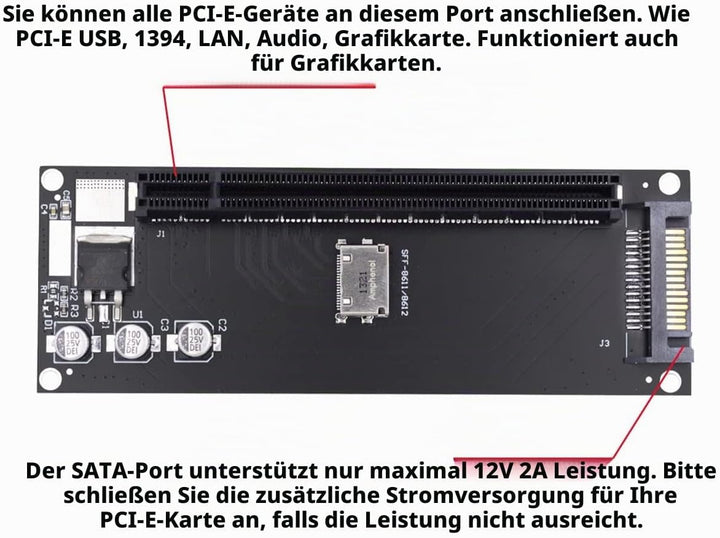 cablecc Oculink SFF-8612 SFF-8611 auf PCIE PCI-Express 16x 4X Adapter mit SATA Power Port für Mainbo