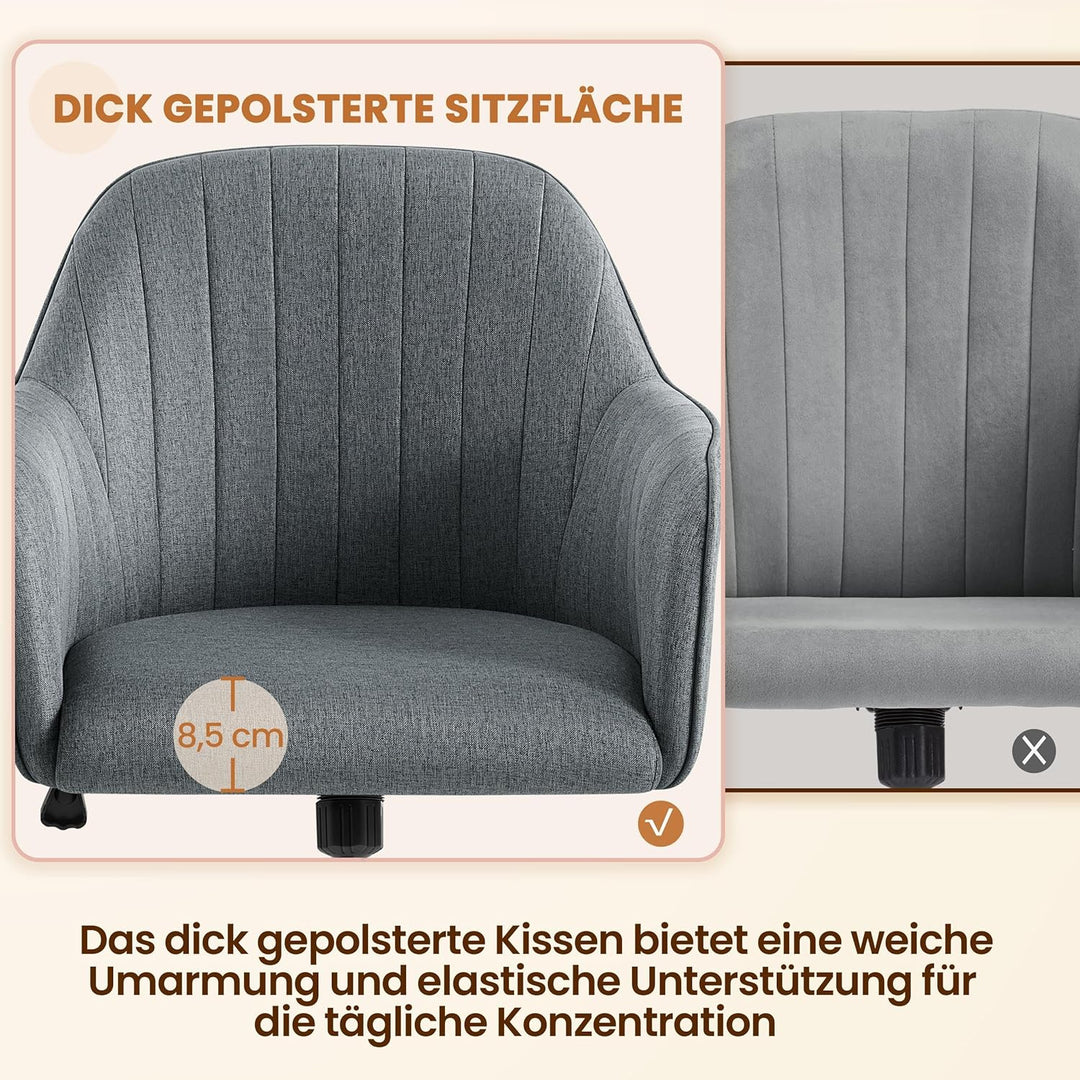 Yaheetech Homeoffice Stuhl, Schminkstuhl, Schreibtischstuhl, höhenverstellbar Drehstuhl, Bürostuhl m