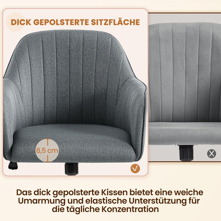 Yaheetech Homeoffice Stuhl, Schminkstuhl, Schreibtischstuhl, höhenverstellbar Drehstuhl, Bürostuhl m