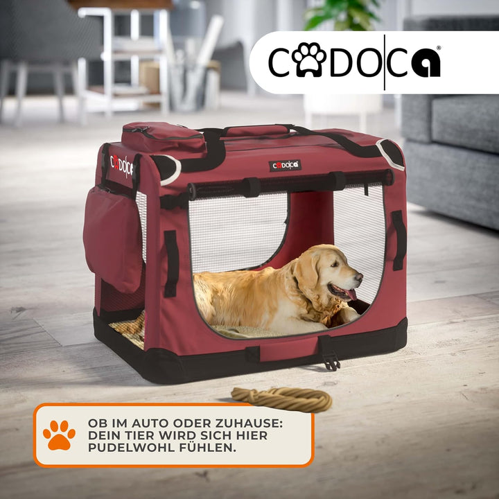 CADOCA® Hundebox faltbar Transportbox XXL 90x60x66cm robust atmungsaktiv Transporttasche Auto Rückba