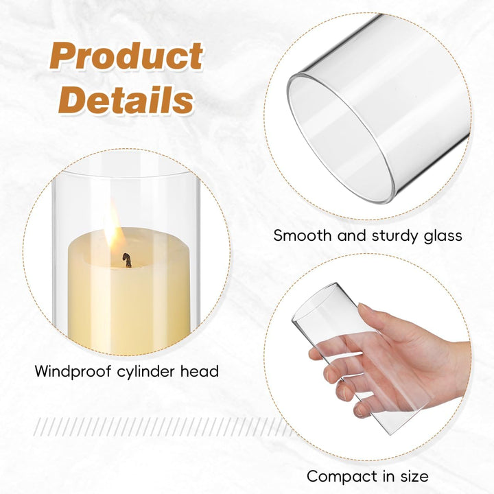 SEWACC Glaszylinder Für Kerzen 6cm Kerzenglas Kerzenhalterglas 4Pcs 15X6cm Transparent Kerzenhalter