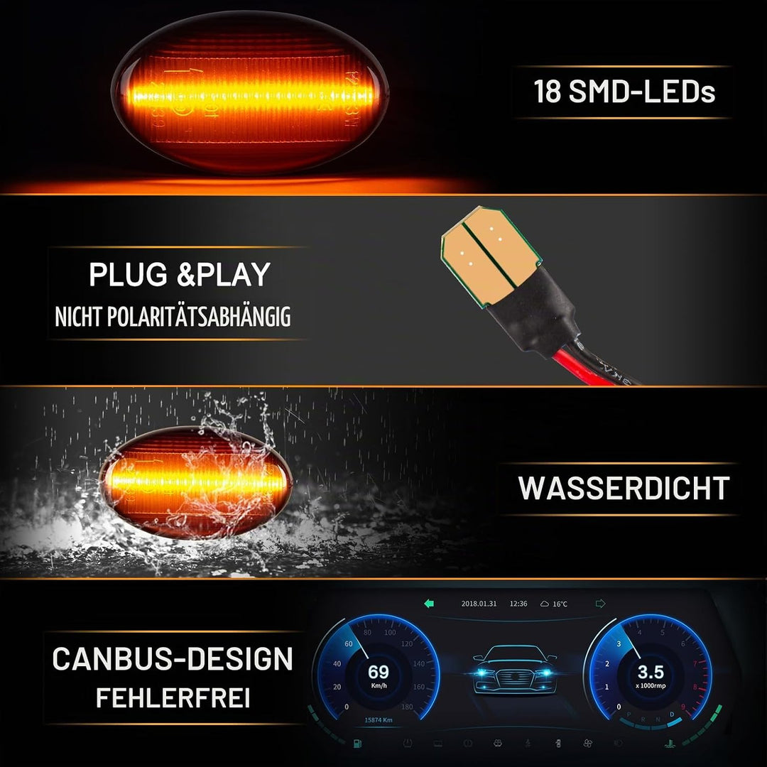 OZ-LAMPE LED Blinker Seitenblinker für Mercedes-BenzSmart W450 W452 A-Class W168 Citan W415 Vito W63