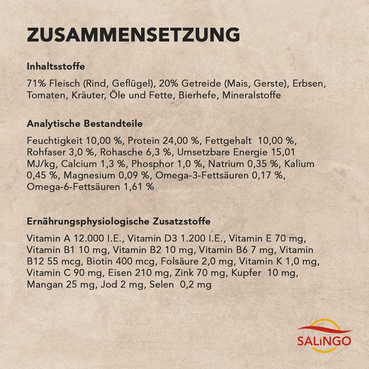 SALiNGO Premium Trockenfutter | Hundefutter trocken Rind mit Gemüse | zuckerfrei | 15 kg 15 kg (1er