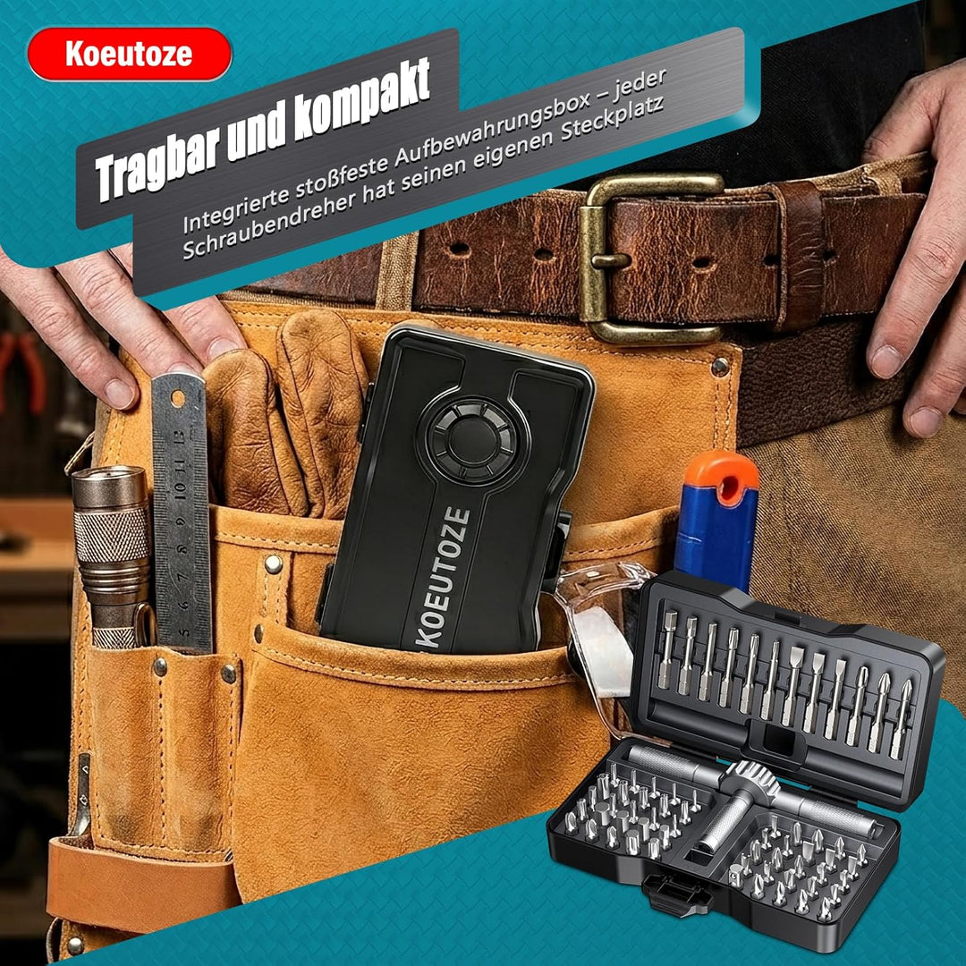 66-in-1 Ratschenschraubendreher Set, Magnetic Screwdriver Set mit 62 S2-Bits, Abnehmbarem Ratschengr