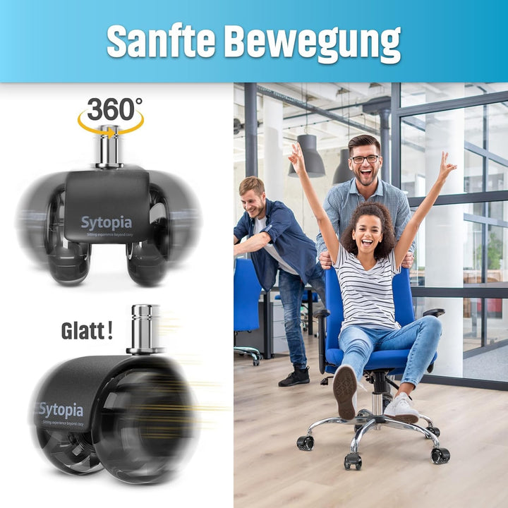 Sytopia Bürostuhl Rollen, 5er Set Rollen für Bürostühle, 11x22mm Hartbodenrollen für Bürostuhl Stuhl