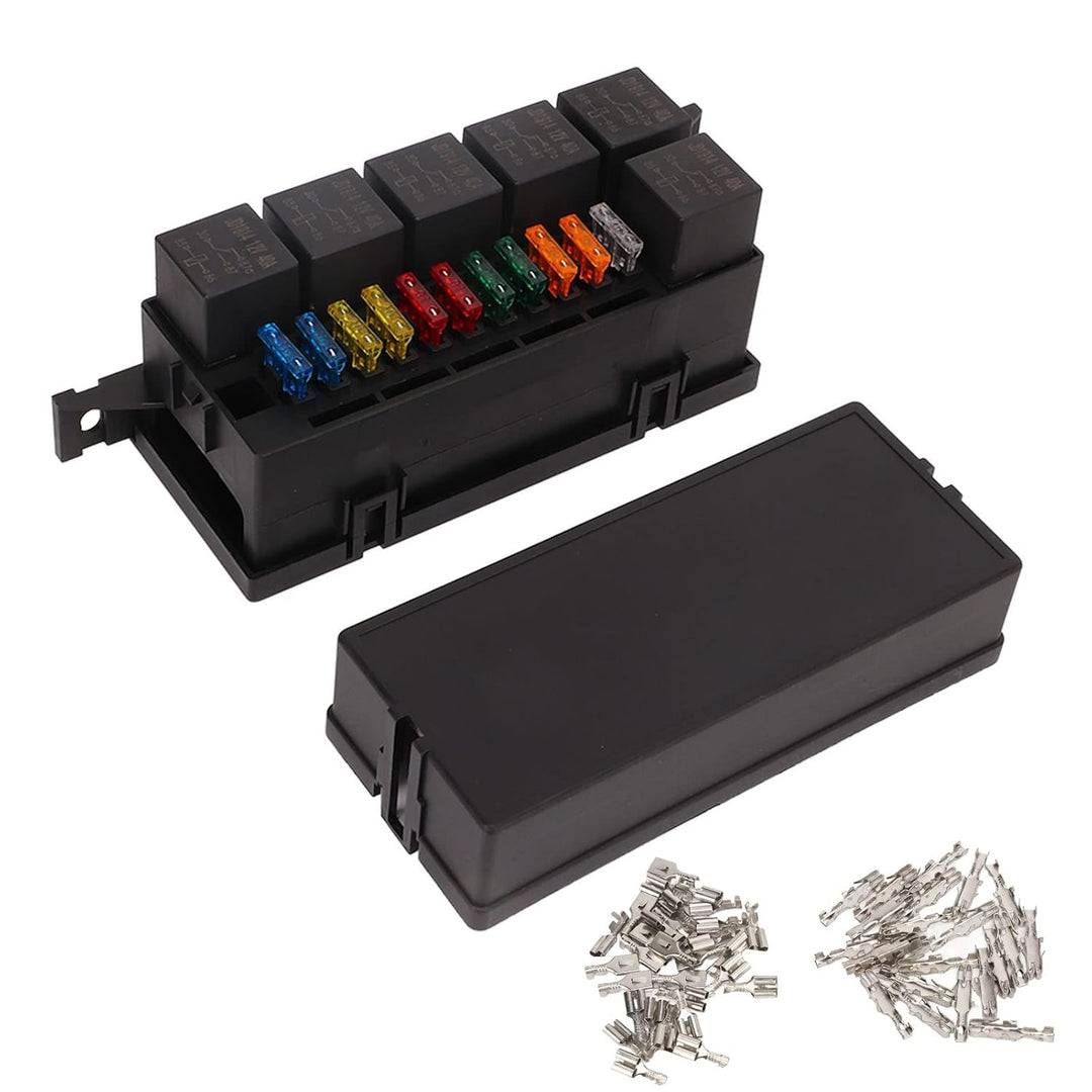 Focket 12V Sicherung Relais Box, 6 Relais 11 ATC ATO 52 Crimp Klemmen Universal wasserdichte Sicheru