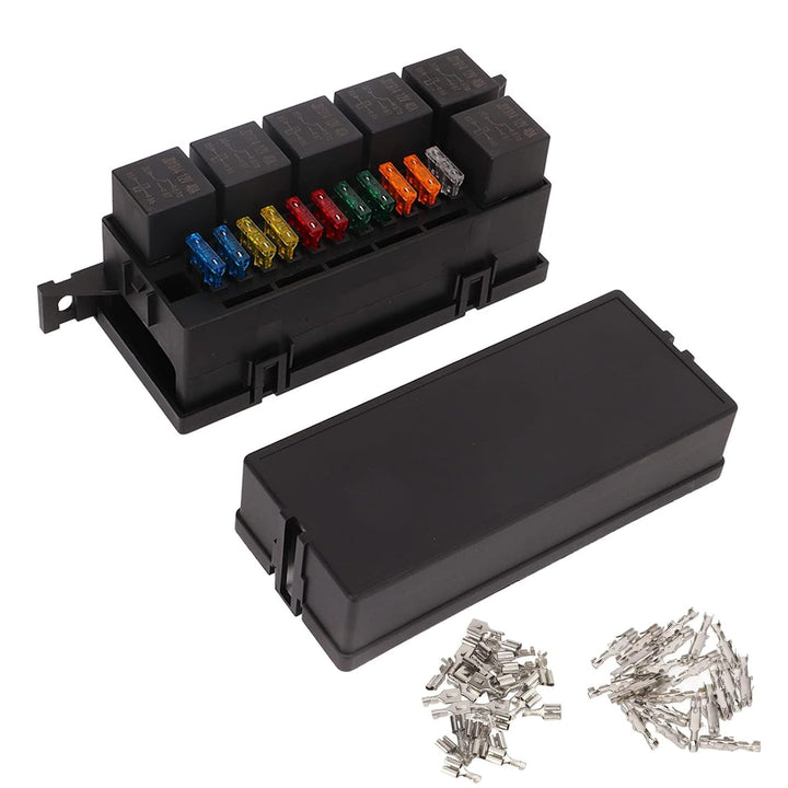 Focket 12V Sicherung Relais Box, 6 Relais 11 ATC ATO 52 Crimp Klemmen Universal wasserdichte Sicheru