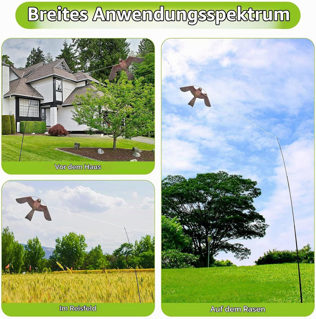 Flyonte Vogelschutz-Teleskop-Vogelscheuchen-Stil A-Drachen mit 4m ausziehbarer Stange Vogelabwehr-Dr