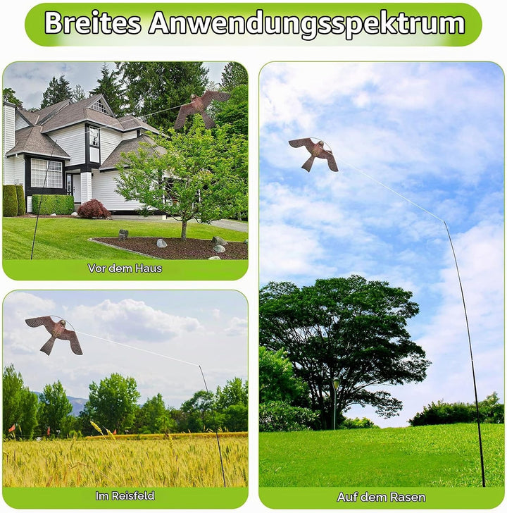 Flyonte Vogelschutz-Teleskop-Vogelscheuchen-Stil A-Drachen mit 4m ausziehbarer Stange Vogelabwehr-Dr