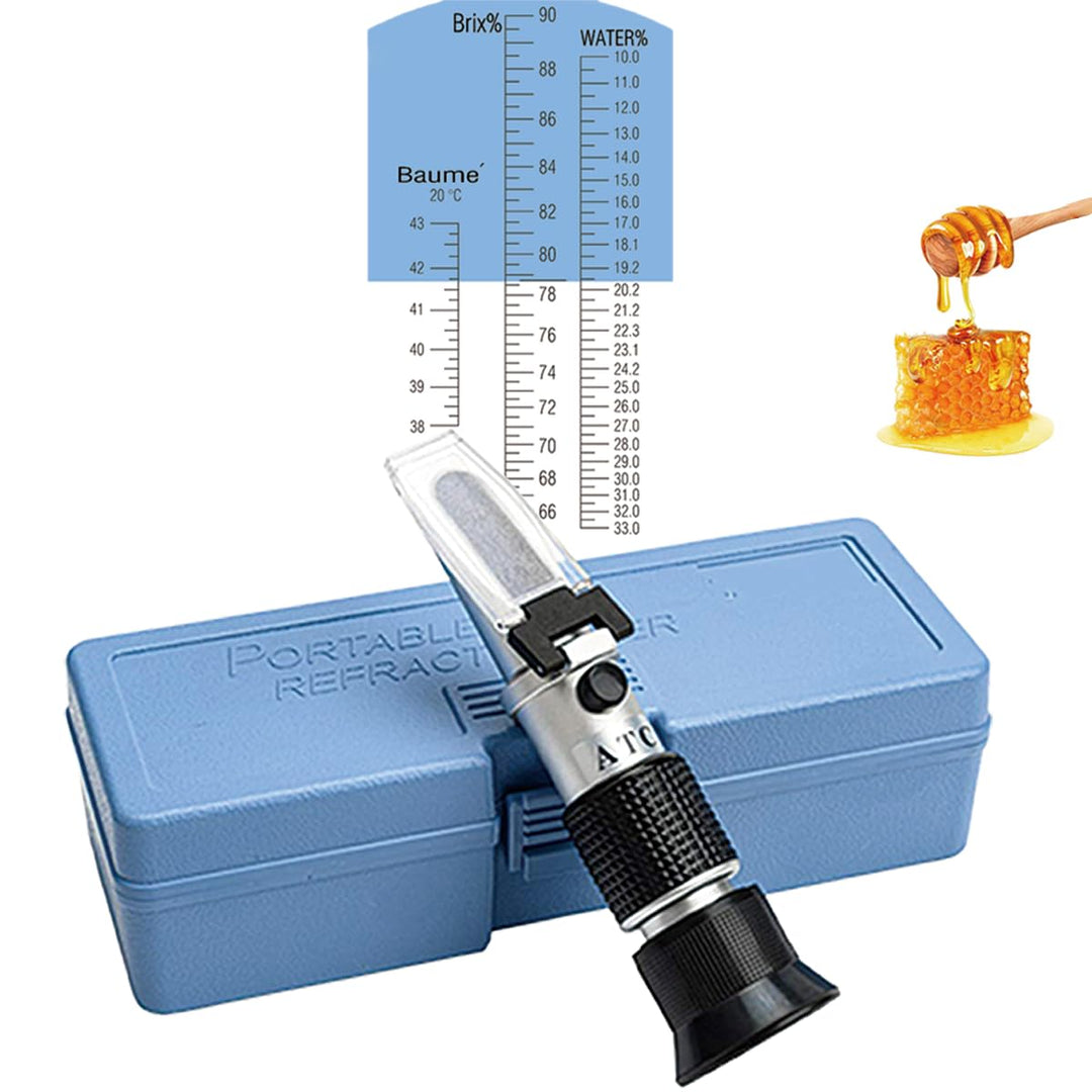 Logic Box Sucrose-Refraktometer für Honigfeuchtigkeit, Brix und Baume, 3-in-1-Anwendungen, 58-90% Br