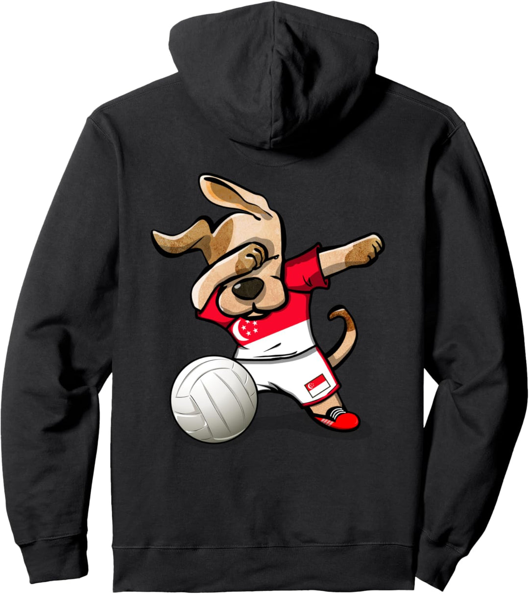 Tupfender Hund Singapur Volleyball - Singapurische Flagge Pullover Hoodie