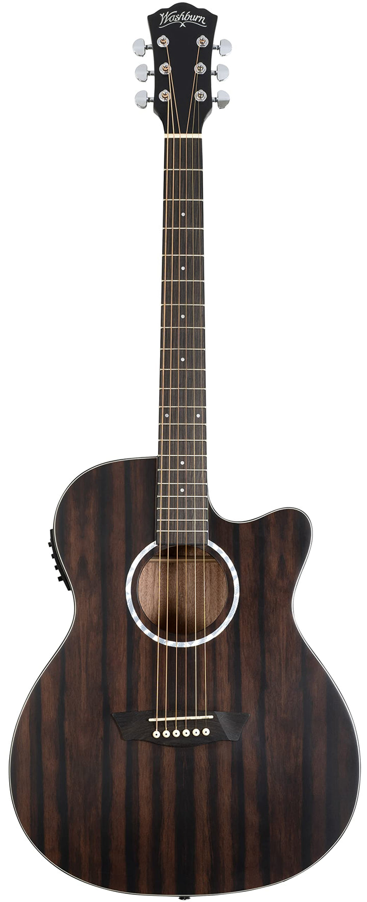 WASHBURN guitare folk Deep Forest Auditorium Cutaway Ebenholz matt