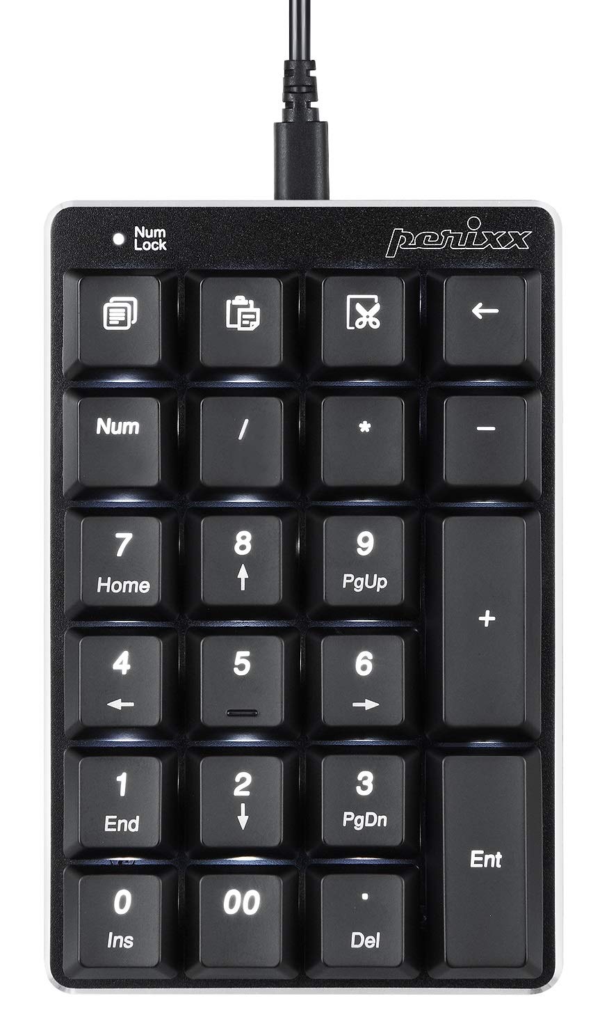 Perixx PERIPAD-303 Mechanischer Nummernblock mit Hintergrundbeleuchtung - USB - 22 Tasten - Brauner