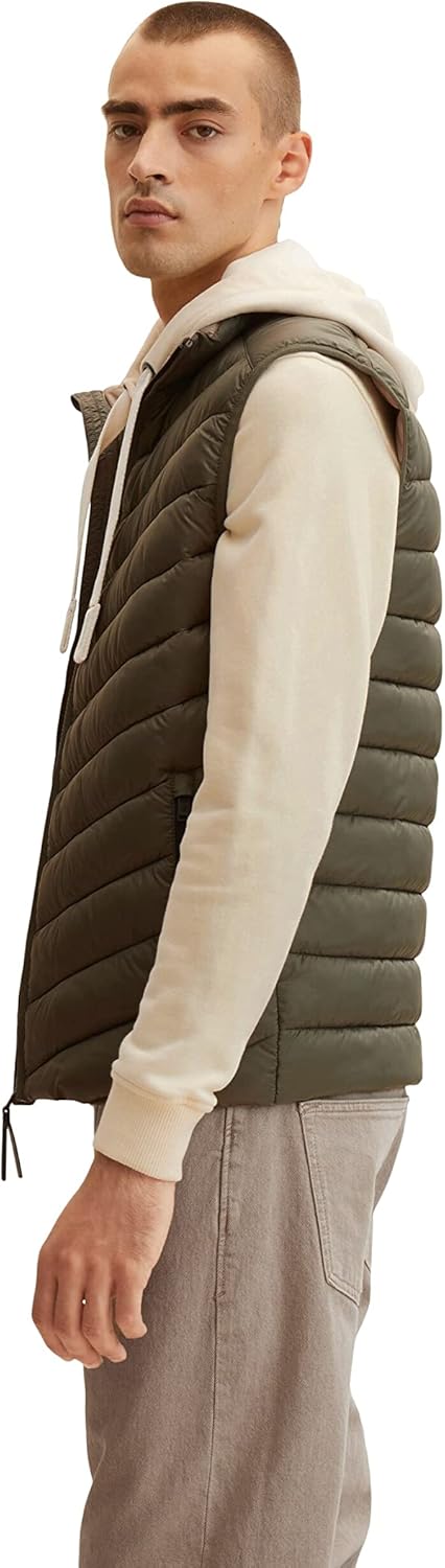 TOM TAILOR Herren Lightweight Steppweste S 10415 - Dusty Olive Green, S 10415 - Dusty Olive Green