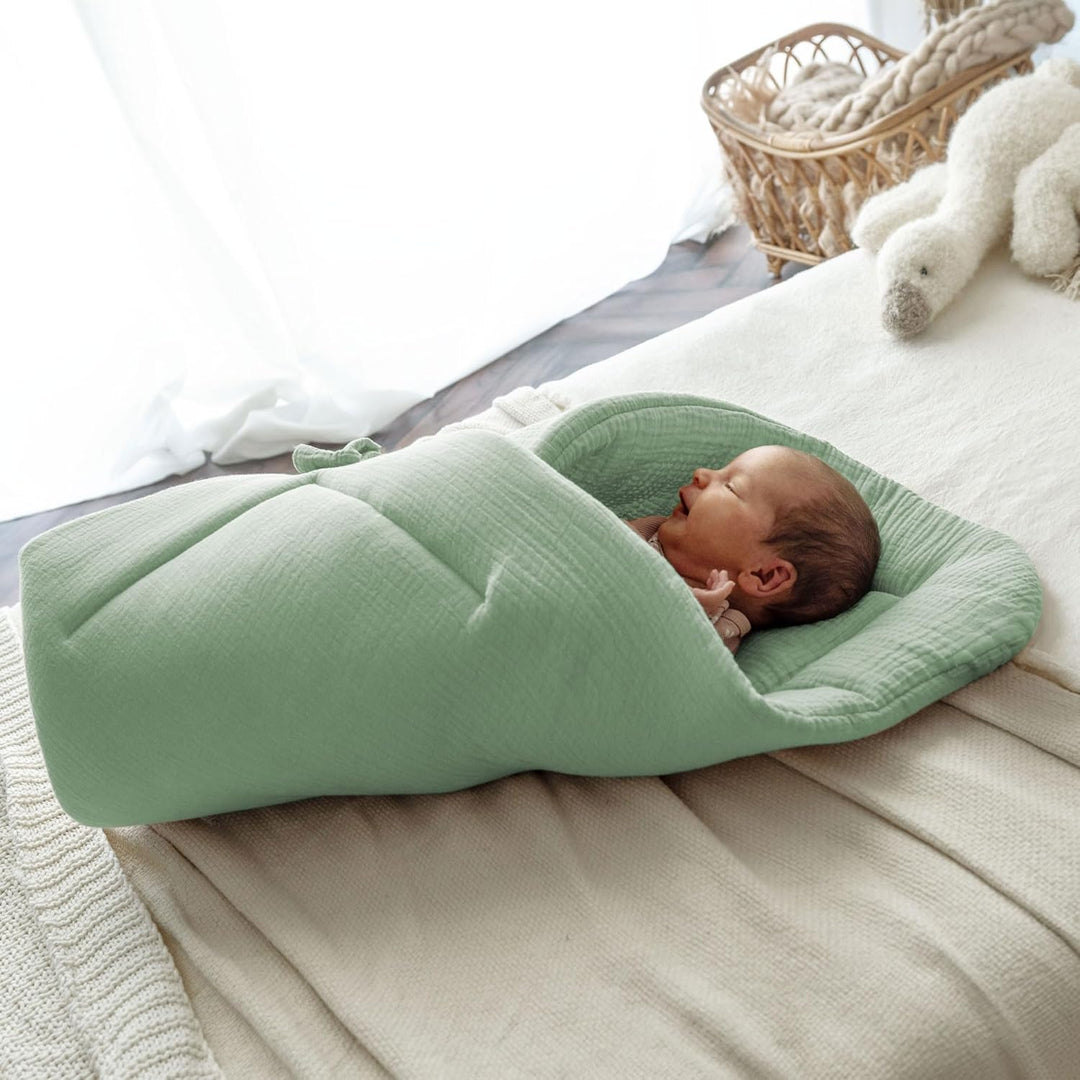 PALULLI® Set 2in1 Babynest und Einschlagdecke, 100% Musselinn, Baby Nestchen Set, Babynestchen - Bab